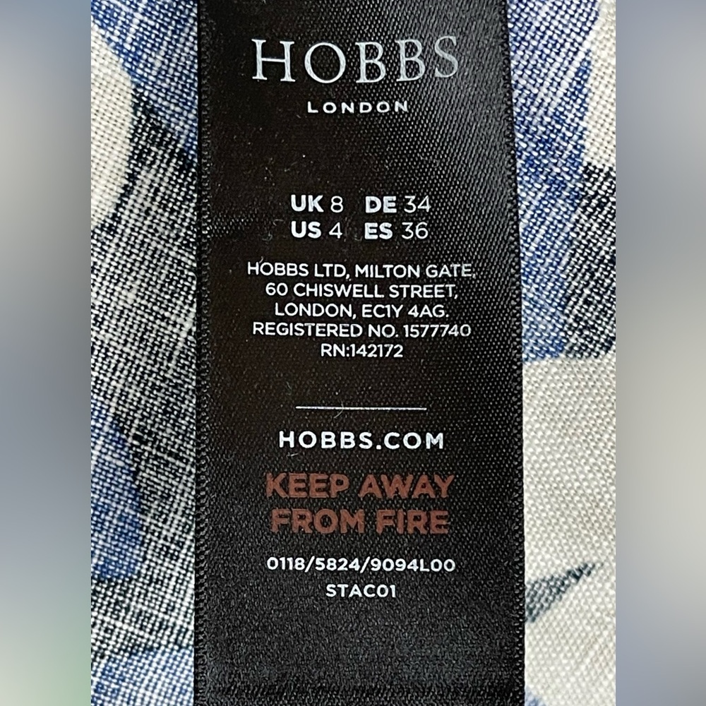 HOBBS Twitchill Fit & Flare Midi 100% Linen Midi Dress Floral Retro Cott… - Picture 8 of 9